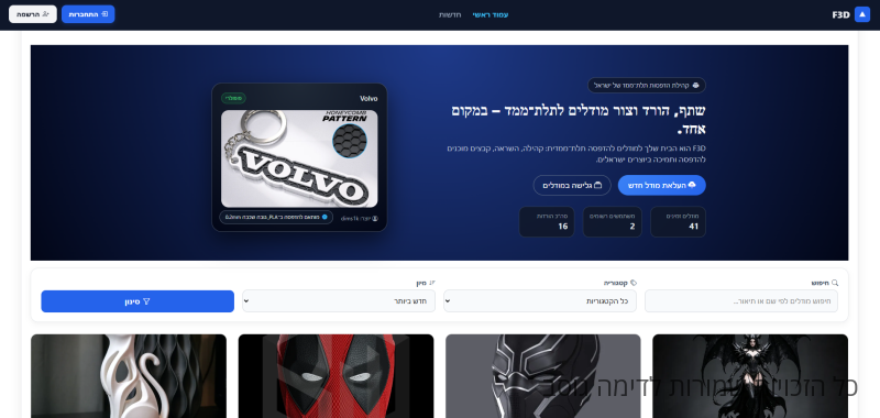תמונה של הילת הדפסות תלת־ממד של ישראל